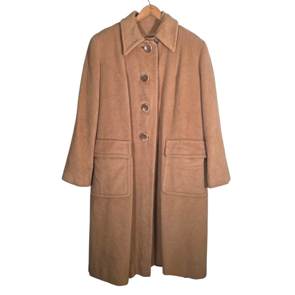 Vintage Ed Behan 100% Cashmere Tan Long Coat XXL USA Made